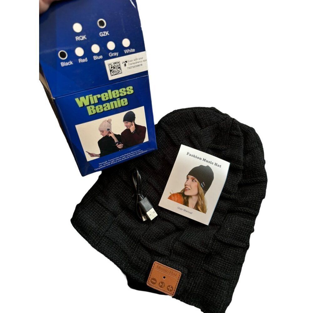 Wireless Beanie Hat With Bluetooth Headphones Black High-Quality Sound Compatibl